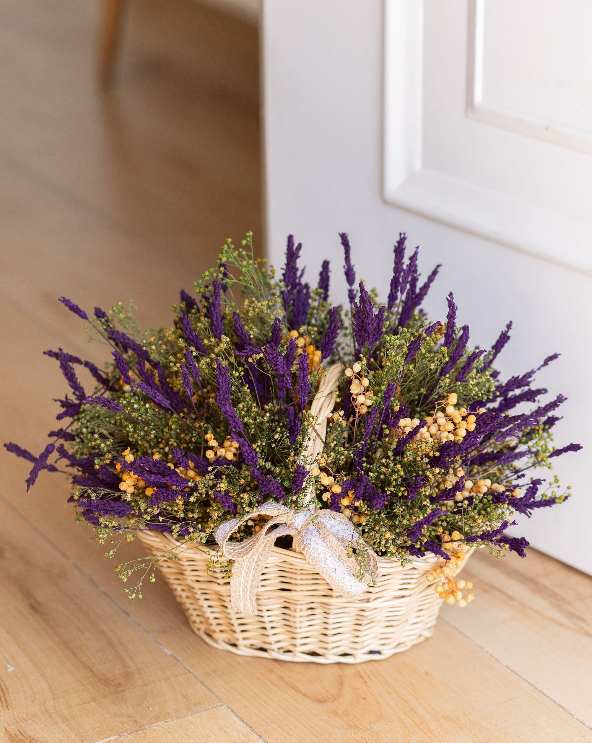 Cesta Flores Lavanda preservada