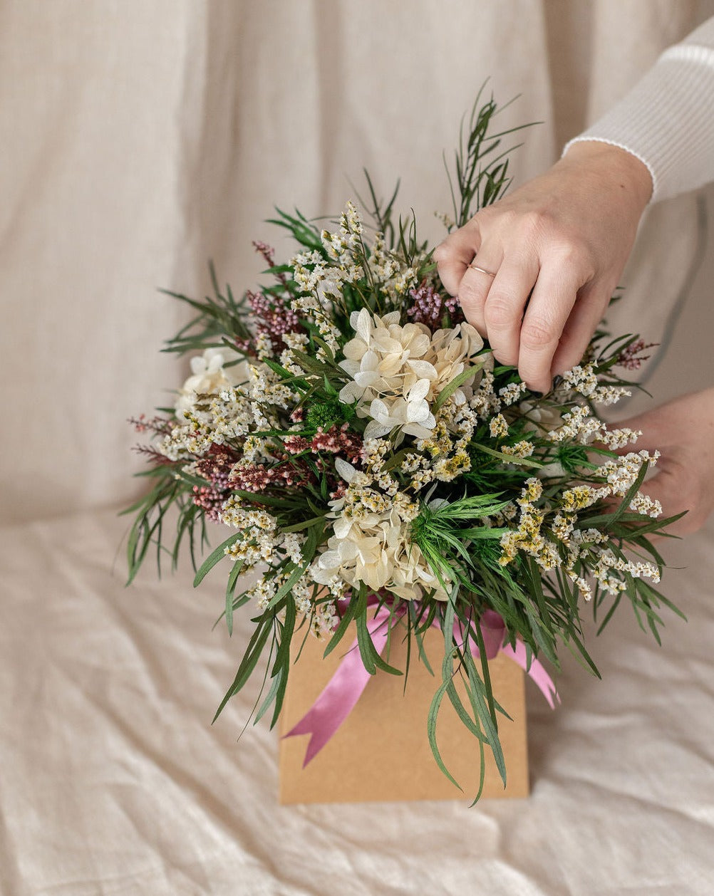 Ramo limonium y hortensia