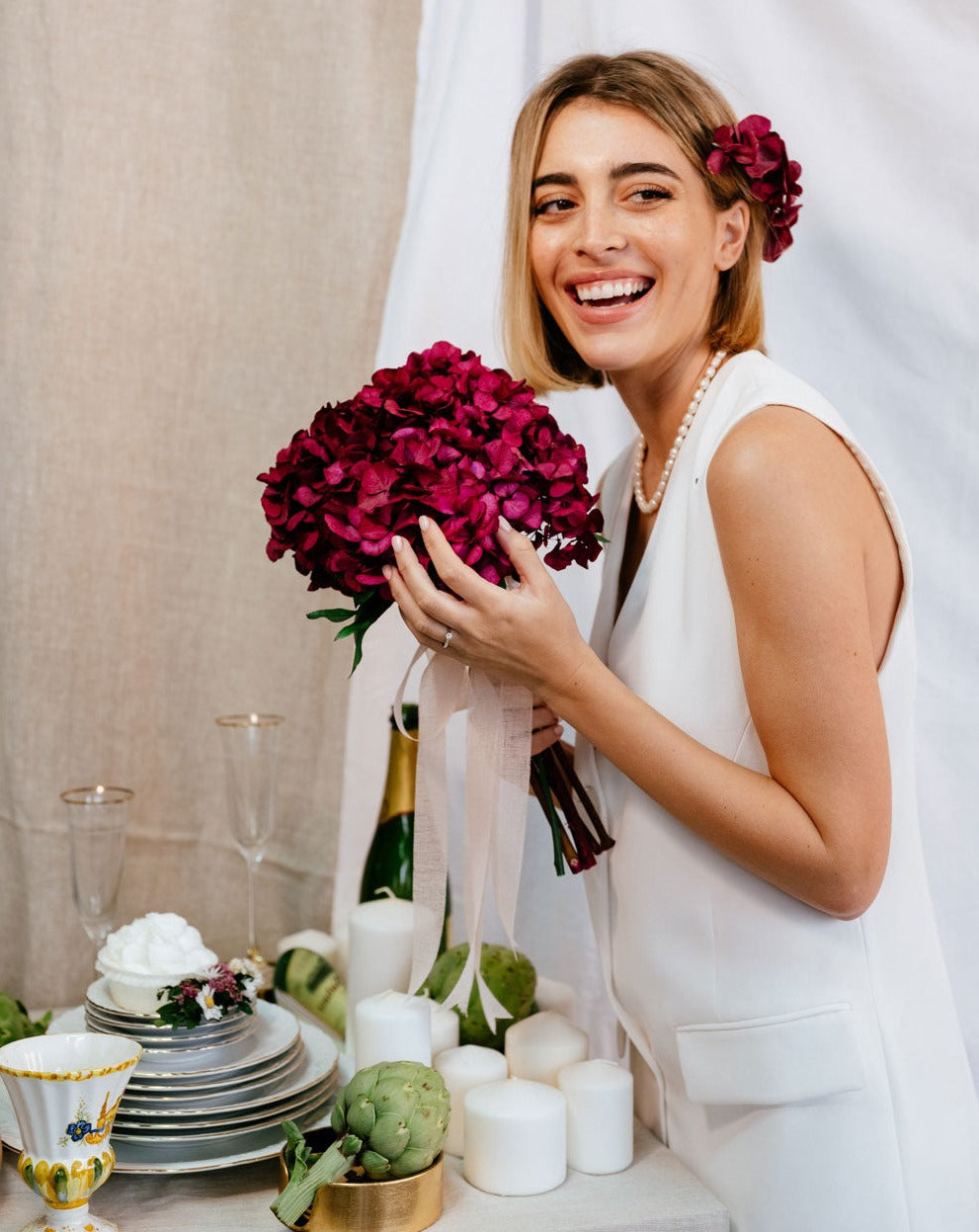 Bouquet novia hortensia